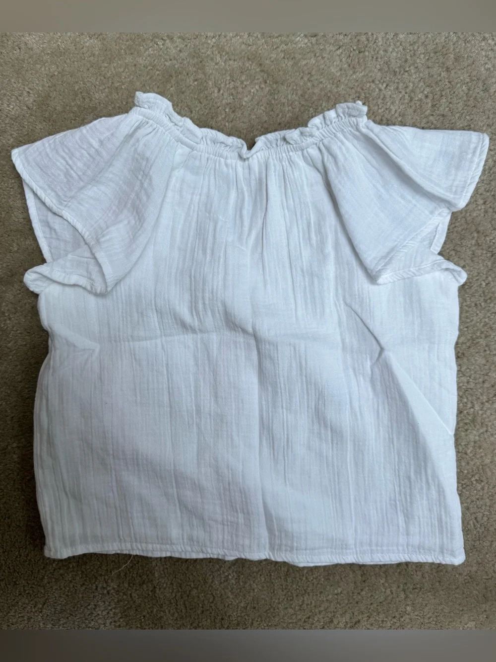 GAP Kids Sz 6/7 Cream Ruffle-Trim Cotton Top